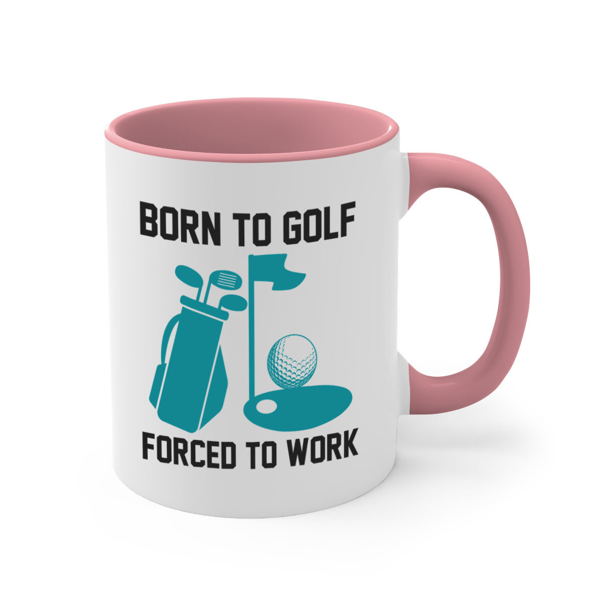 Born to 1409# golf mug featuring a glossy finish, colored handle, and interior, available in multiple colors and sizes.