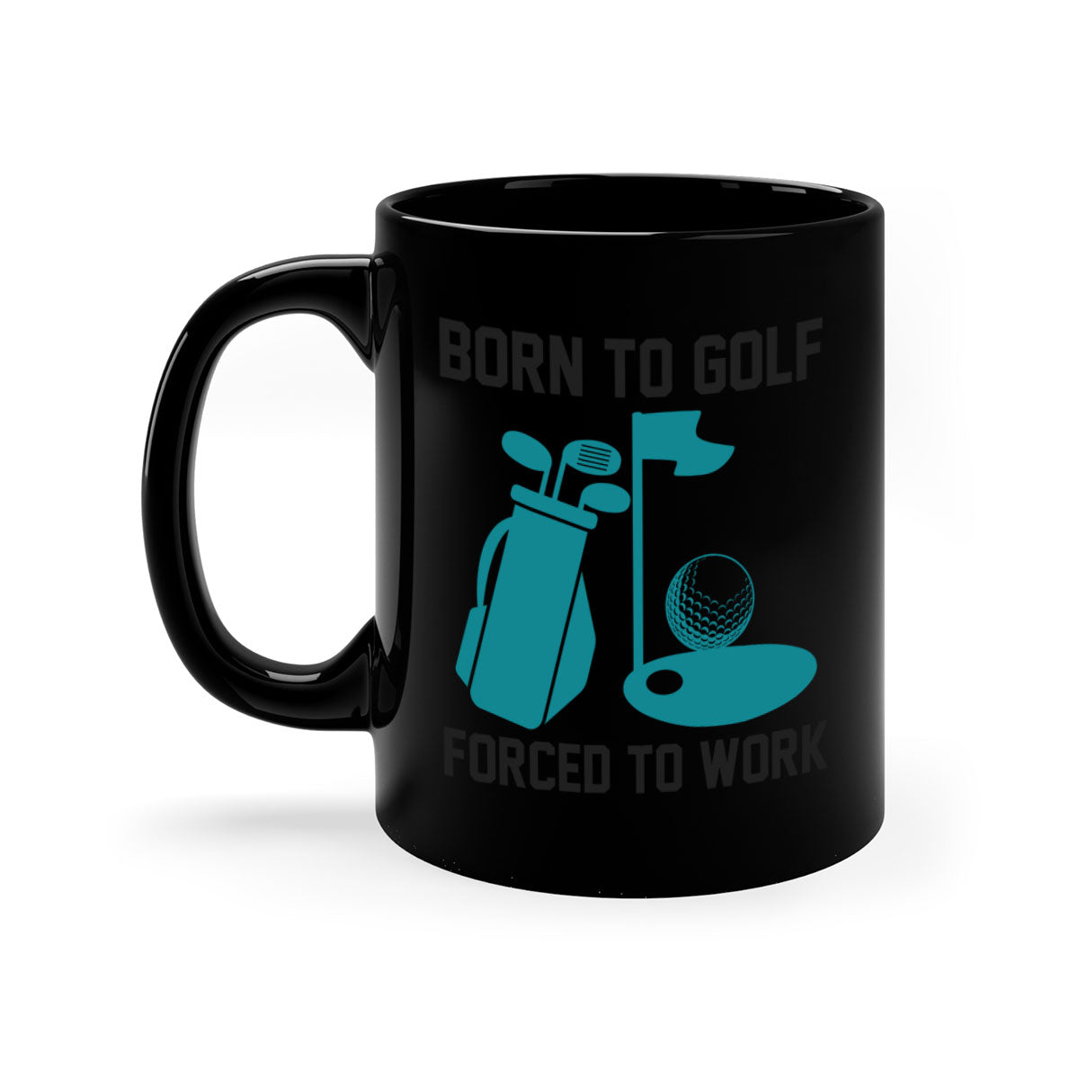 Born to 1409# golf mug featuring a glossy finish, colored handle, and interior, available in multiple colors and sizes.