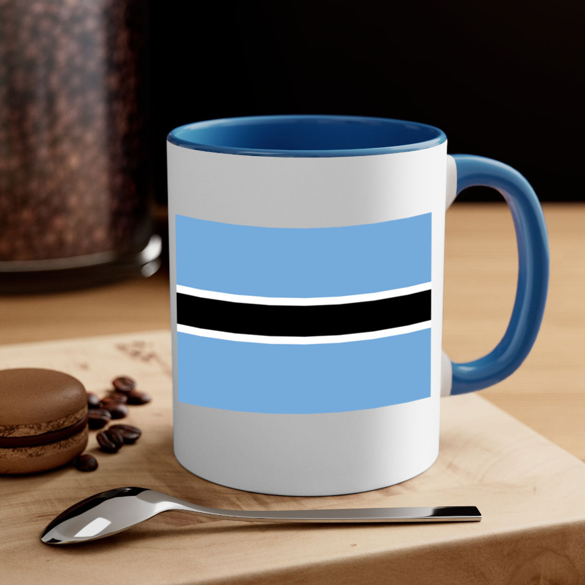 Botswana 175# Mug featuring a glossy finish, colored handle, and interior, available in multiple colors and sizes.
