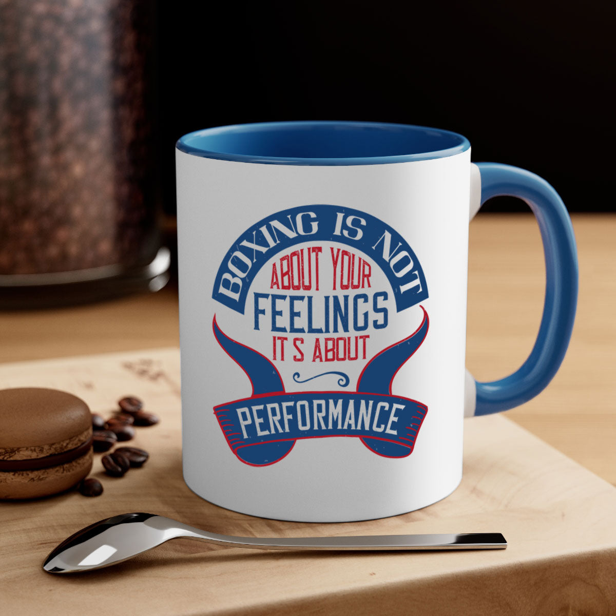 Two-tone ceramic mug with motivational text, available in multiple colors and sizes, featuring a glossy finish and easy-grip handle.