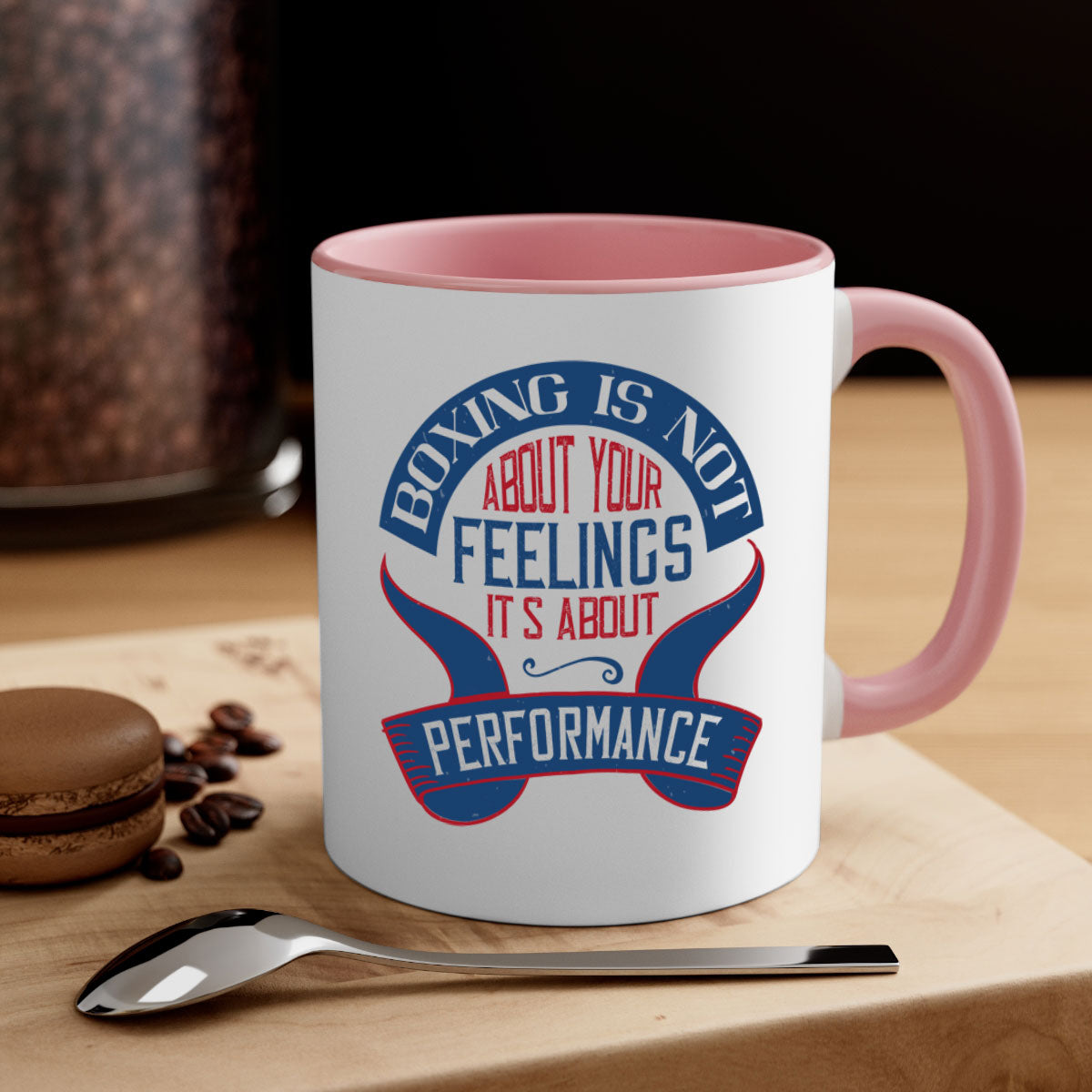 Two-tone ceramic mug with motivational text, available in multiple colors and sizes, featuring a glossy finish and easy-grip handle.