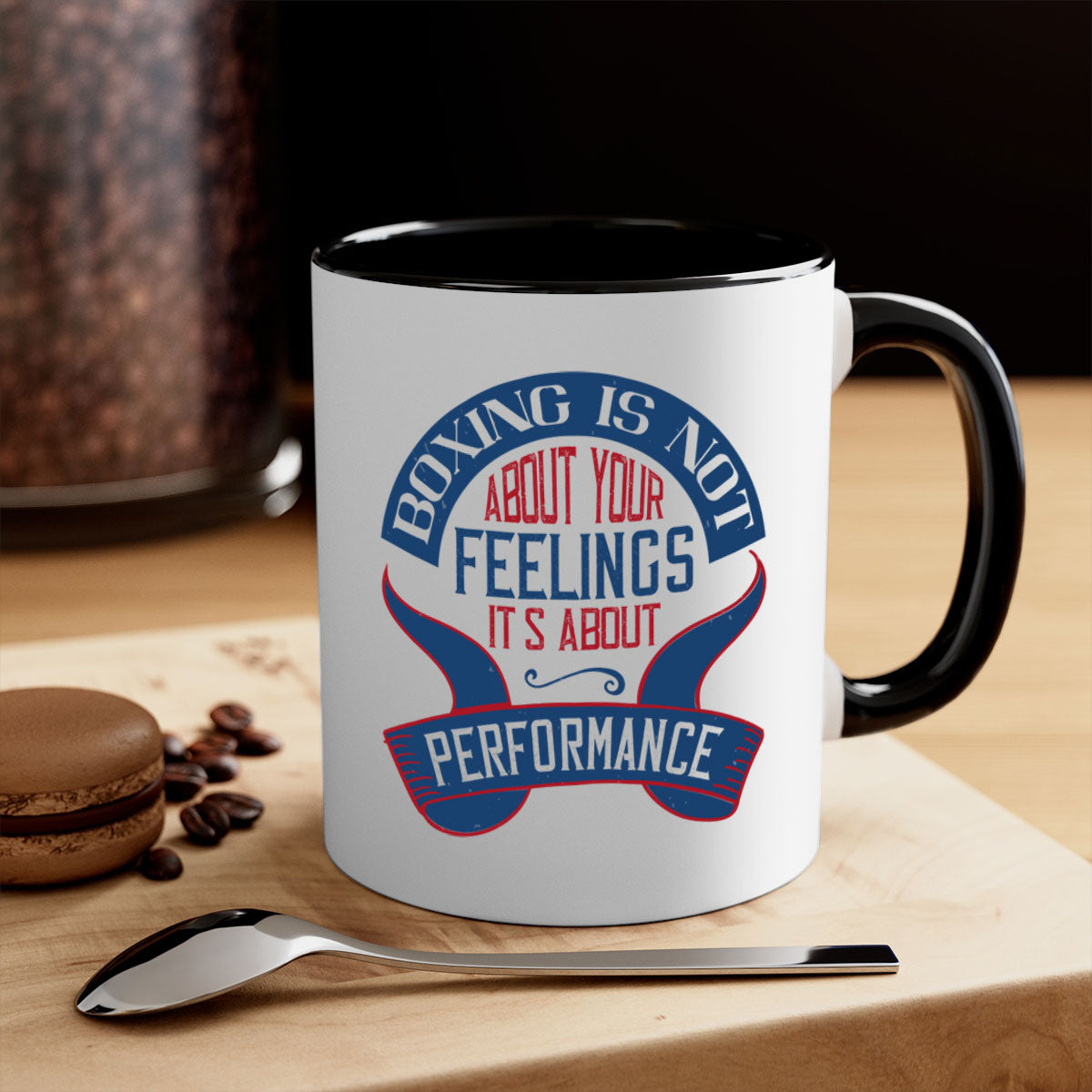 Two-tone ceramic mug with motivational text, available in multiple colors and sizes, featuring a glossy finish and easy-grip handle.