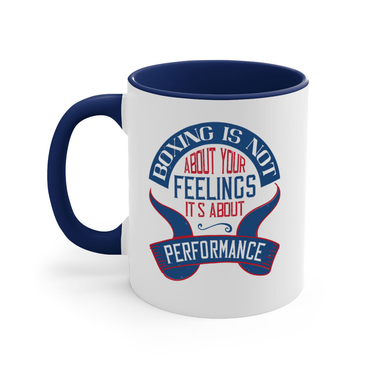 Two-tone ceramic mug with motivational text, available in multiple colors and sizes, featuring a glossy finish and easy-grip handle.