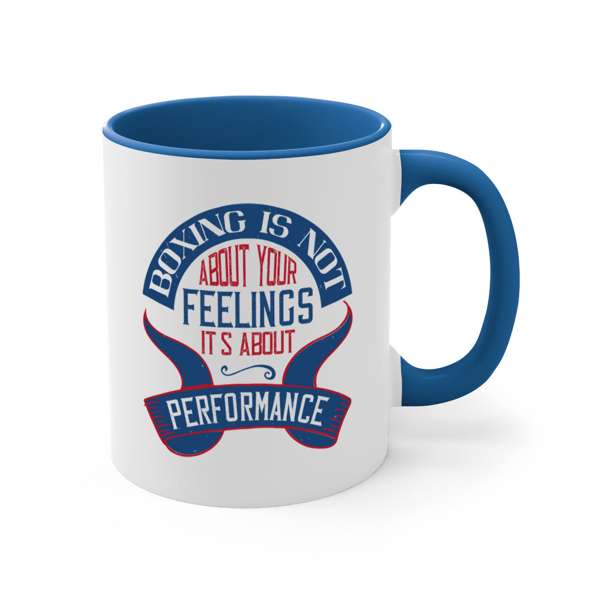 Two-tone ceramic mug with motivational text, available in multiple colors and sizes, featuring a glossy finish and easy-grip handle.