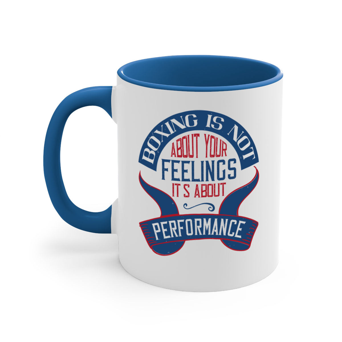 Two-tone ceramic mug with motivational text, available in multiple colors and sizes, featuring a glossy finish and easy-grip handle.
