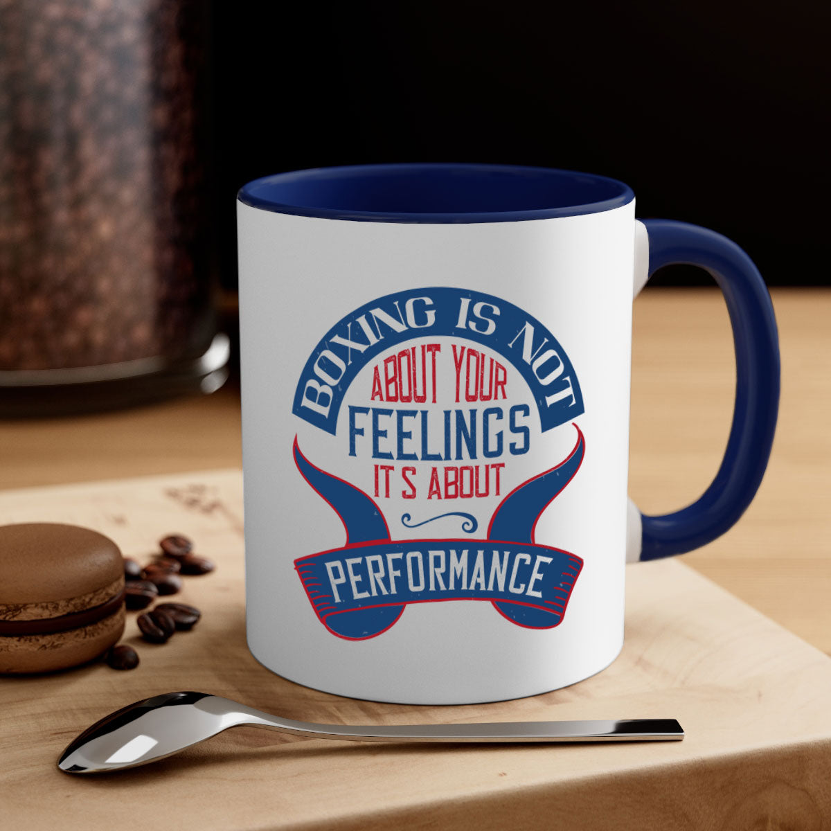 Two-tone ceramic mug with motivational text, available in multiple colors and sizes, featuring a glossy finish and easy-grip handle.