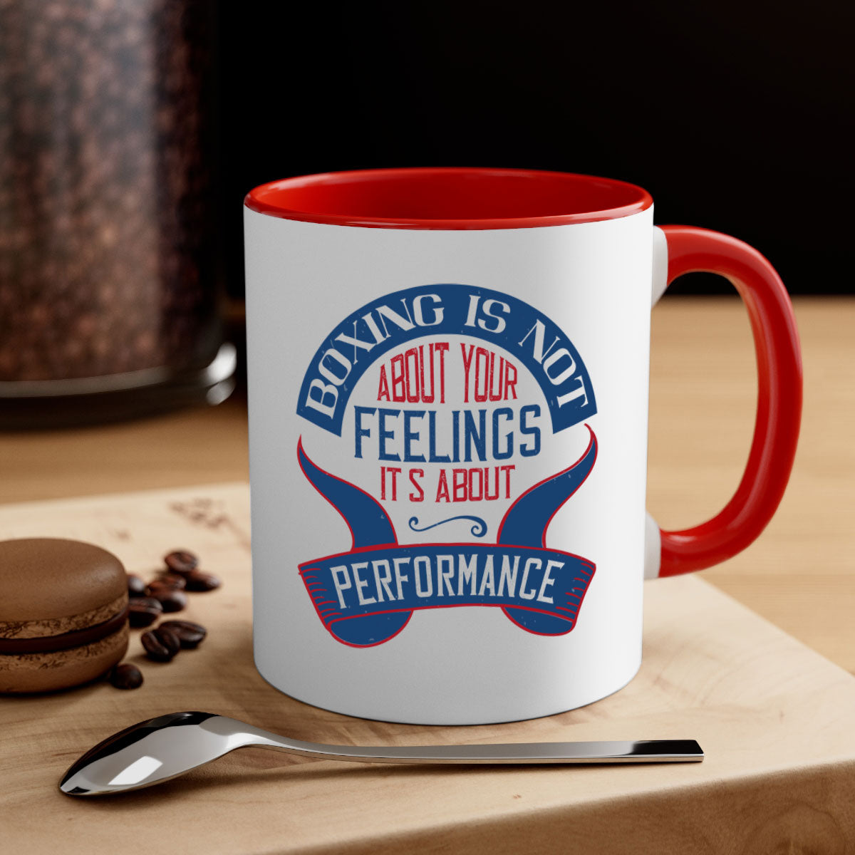 Two-tone ceramic mug with motivational text, available in multiple colors and sizes, featuring a glossy finish and easy-grip handle.