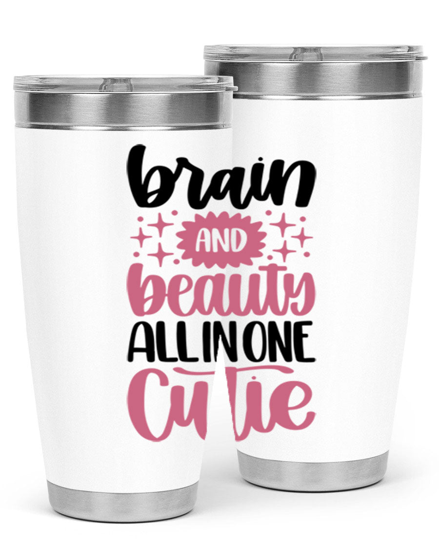 Brain And Beauty All In One Style 126# Tumbler featuring double wall vacuum stainless steel design with a drink-thru lid.