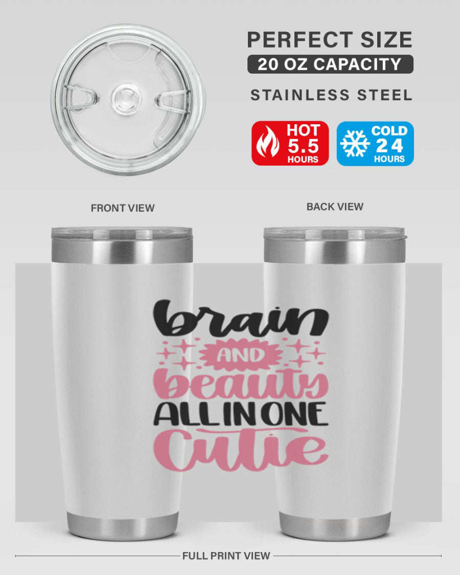 Brain And Beauty All In One Style 126# Tumbler featuring double wall vacuum stainless steel design with a drink-thru lid.