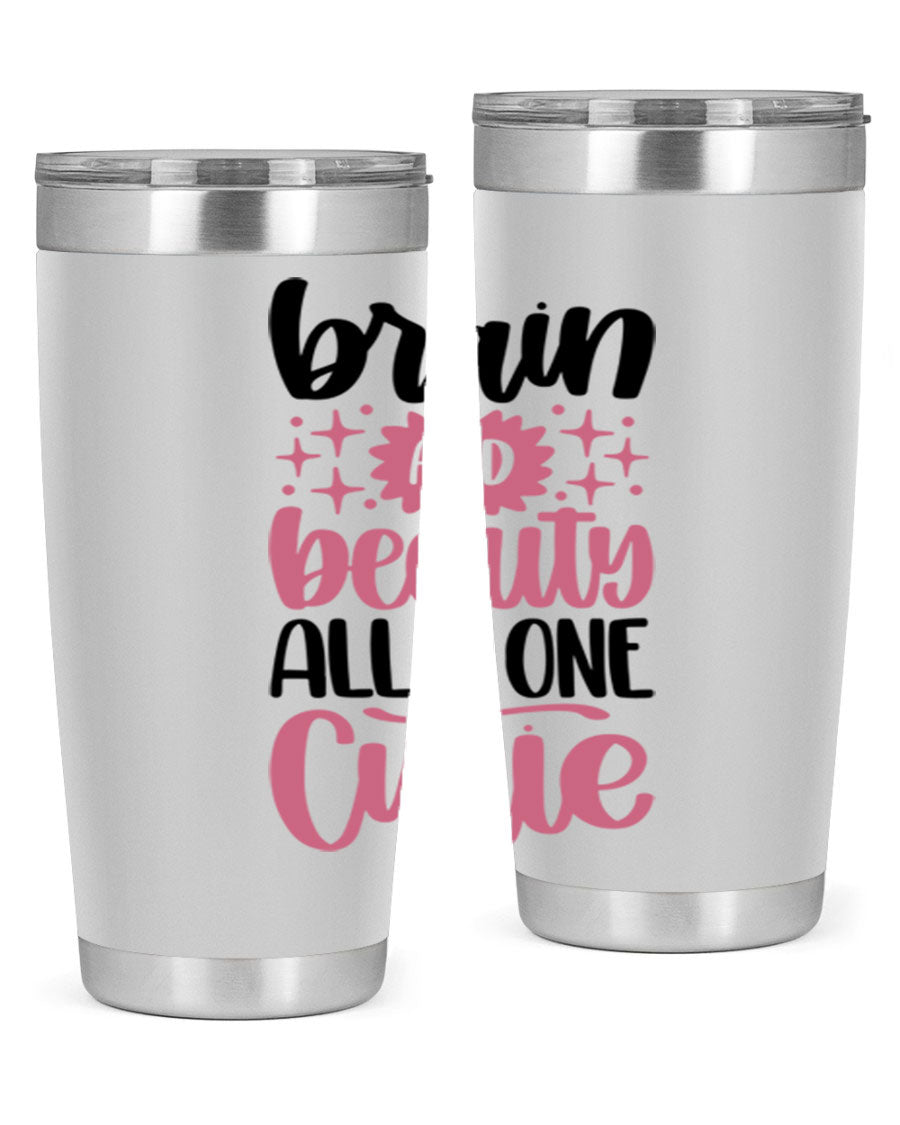 Brain And Beauty All In One Style 126# Tumbler featuring double wall vacuum stainless steel design with a drink-thru lid.