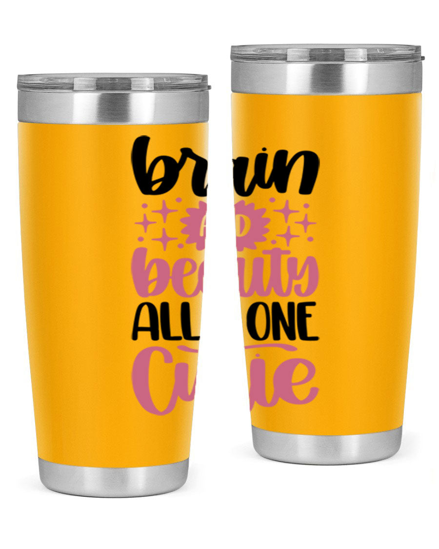 Brain And Beauty All In One Style 126# Tumbler featuring double wall vacuum stainless steel design with a drink-thru lid.