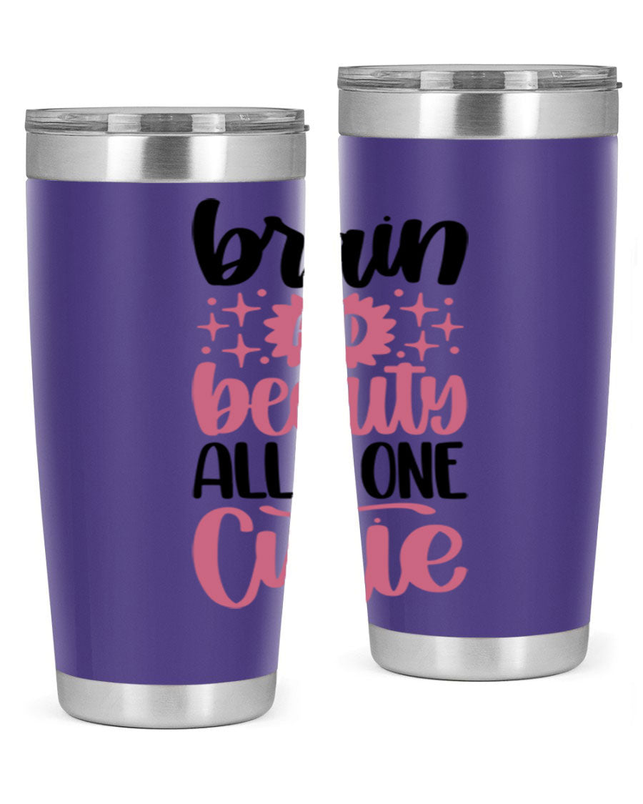 Brain And Beauty All In One Style 126# Tumbler featuring double wall vacuum stainless steel design with a drink-thru lid.