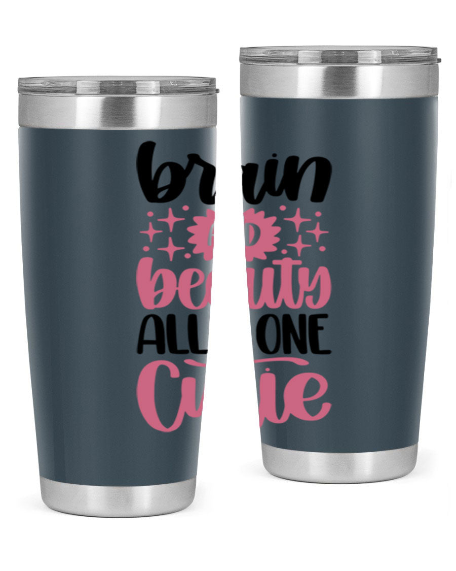 Brain And Beauty All In One Style 126# Tumbler featuring double wall vacuum stainless steel design with a drink-thru lid.