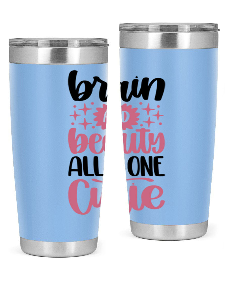 Brain And Beauty All In One Style 126# Tumbler featuring double wall vacuum stainless steel design with a drink-thru lid.