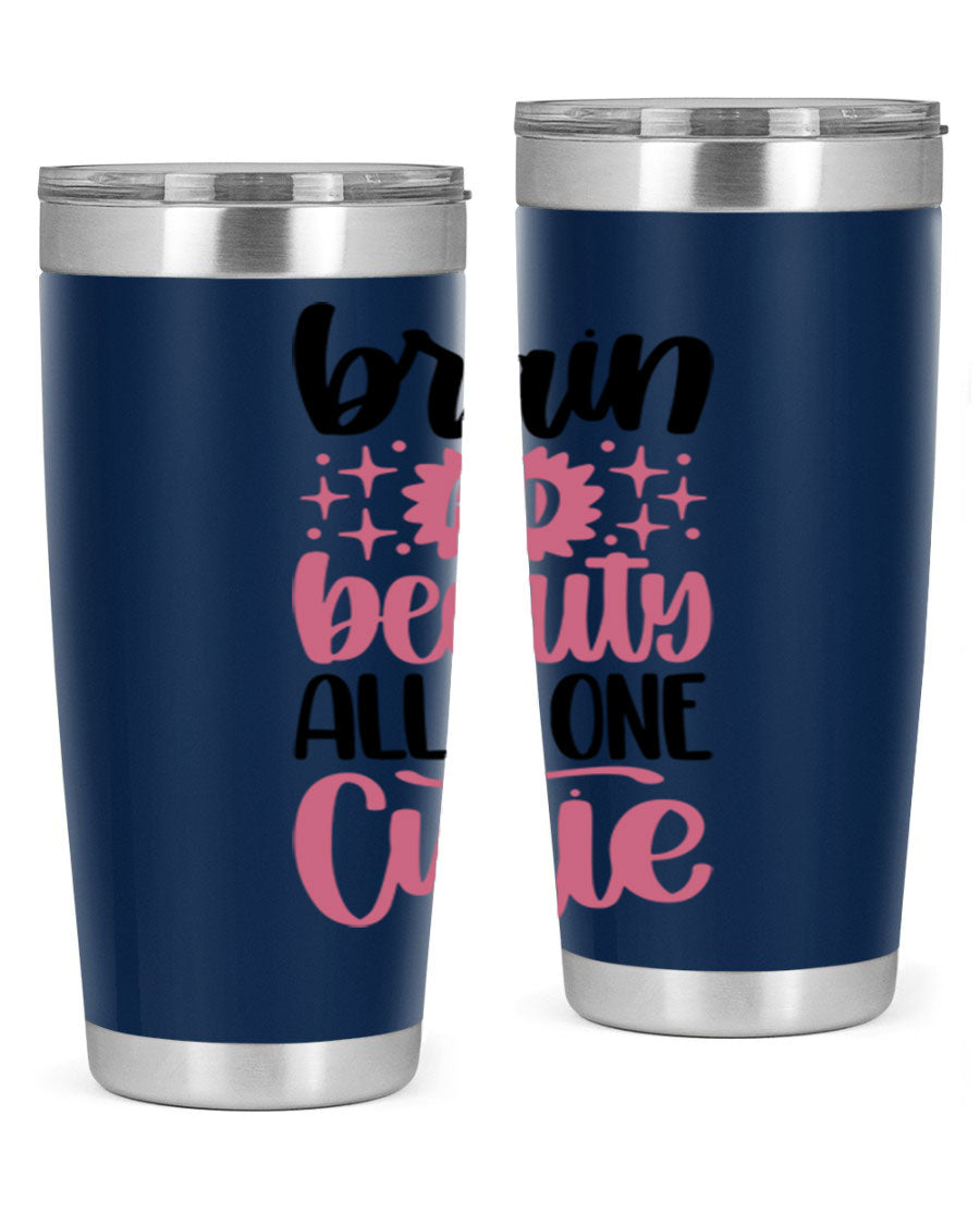Brain And Beauty All In One Style 126# Tumbler featuring double wall vacuum stainless steel design with a drink-thru lid.
