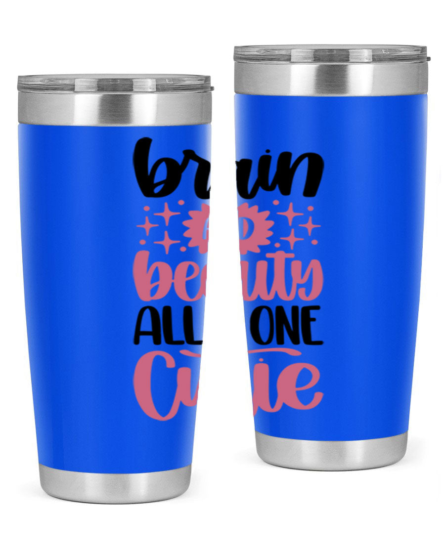 Brain And Beauty All In One Style 126# Tumbler featuring double wall vacuum stainless steel design with a drink-thru lid.