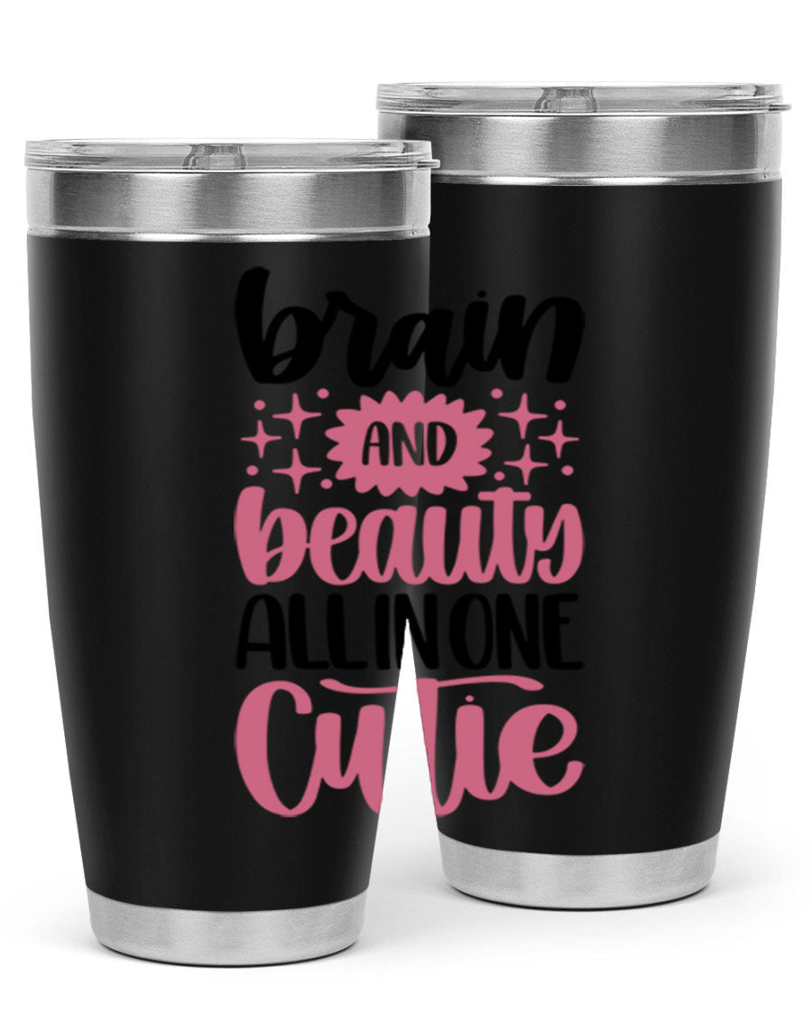 Brain And Beauty All In One Style 126# Tumbler featuring double wall vacuum stainless steel design with a drink-thru lid.