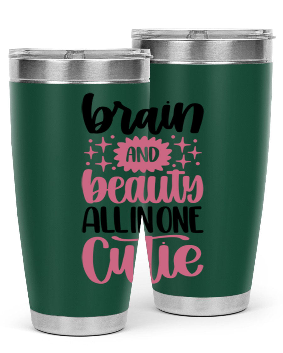 Brain And Beauty All In One Style 126# Tumbler featuring double wall vacuum stainless steel design with a drink-thru lid.
