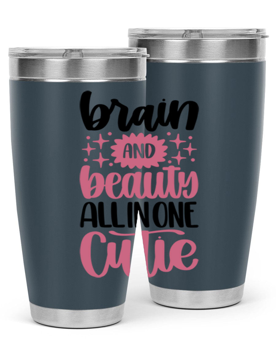 Brain And Beauty All In One Style 126# Tumbler featuring double wall vacuum stainless steel design with a drink-thru lid.