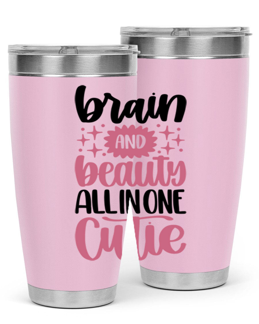 Brain And Beauty All In One Style 126# Tumbler featuring double wall vacuum stainless steel design with a drink-thru lid.