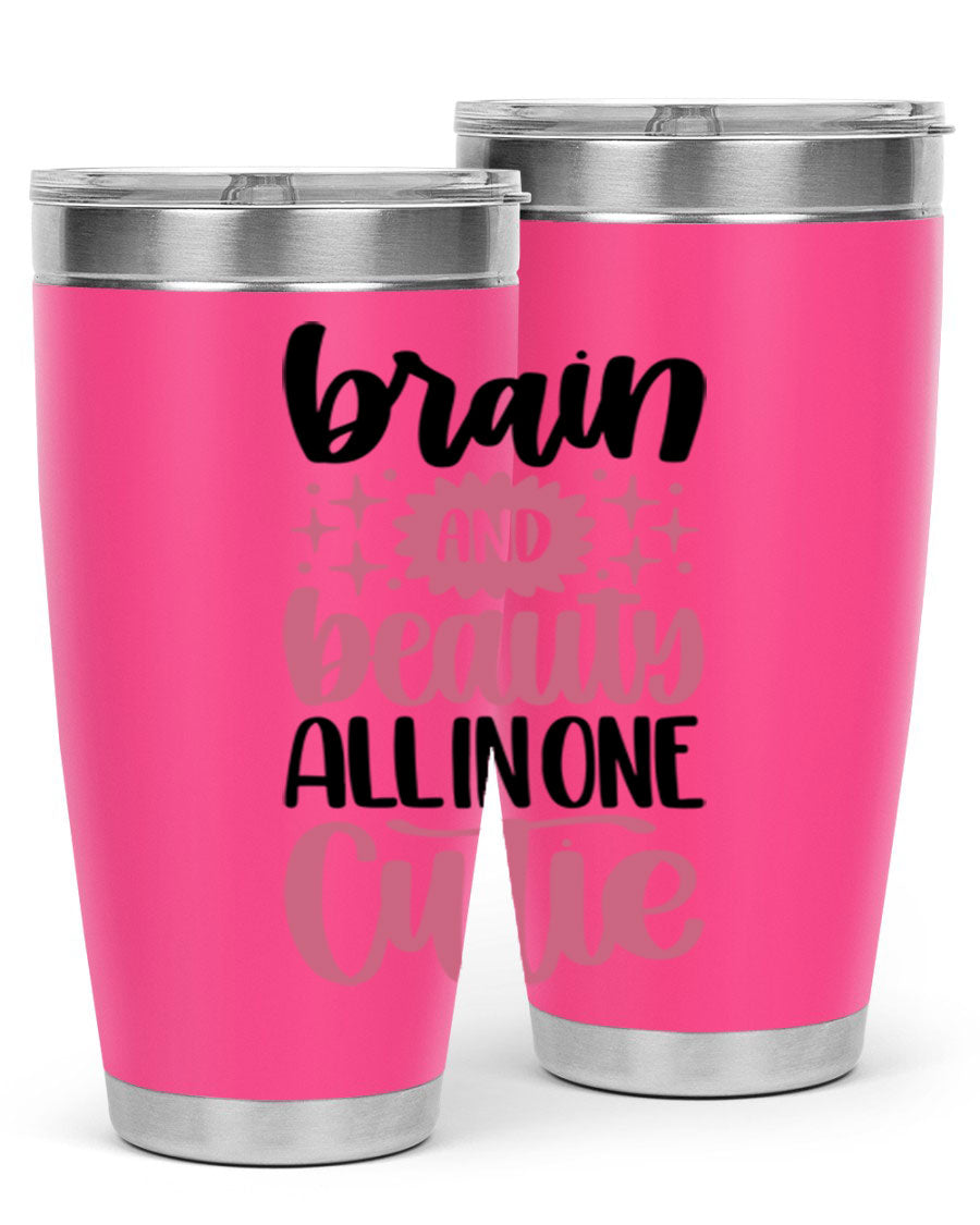 Brain And Beauty All In One Style 126# Tumbler featuring double wall vacuum stainless steel design with a drink-thru lid.