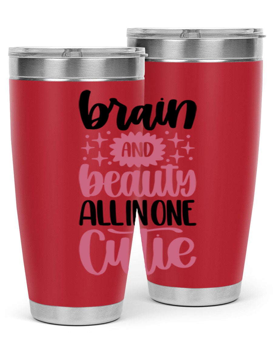 Brain And Beauty All In One Style 126# Tumbler featuring double wall vacuum stainless steel design with a drink-thru lid.