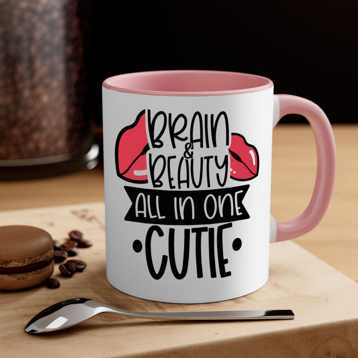 Brain Beauty All In One Cutie Style 127# mug featuring a glossy finish, colored handle, and interior, available in multiple colors and sizes.