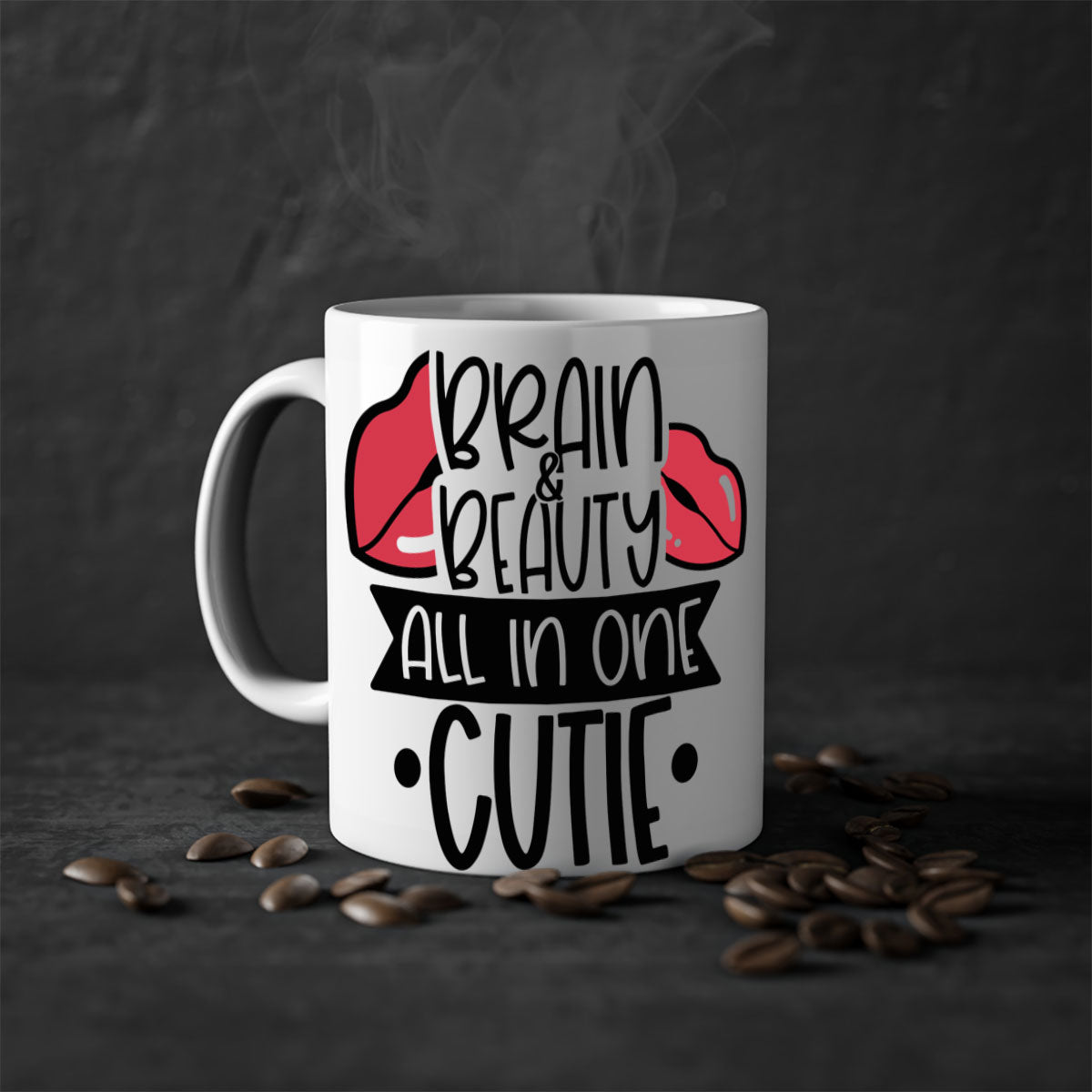 Brain Beauty All In One Cutie Style 127# mug featuring a glossy finish, colored handle, and interior, available in multiple colors and sizes.