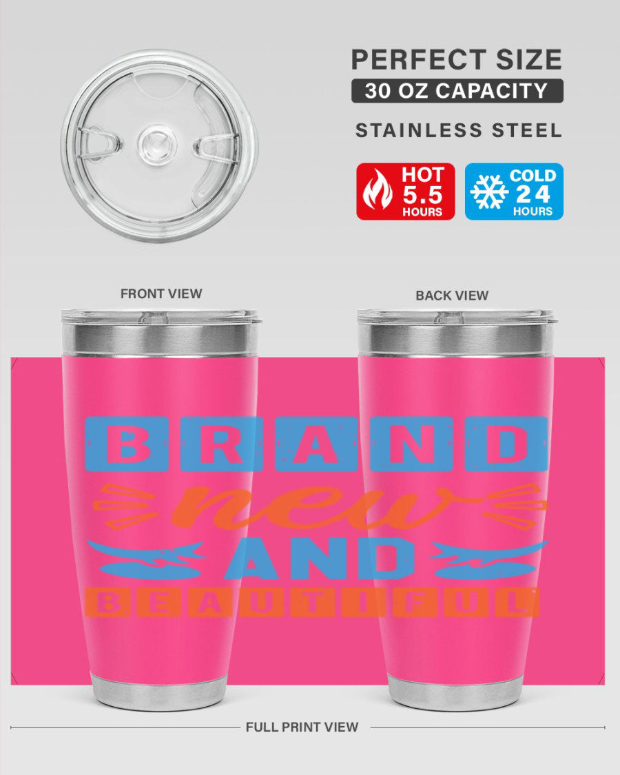 Brand New and Beautiful Style 45# baby shower tumbler in stainless steel with a vibrant design, perfect for hot and cold beverages.