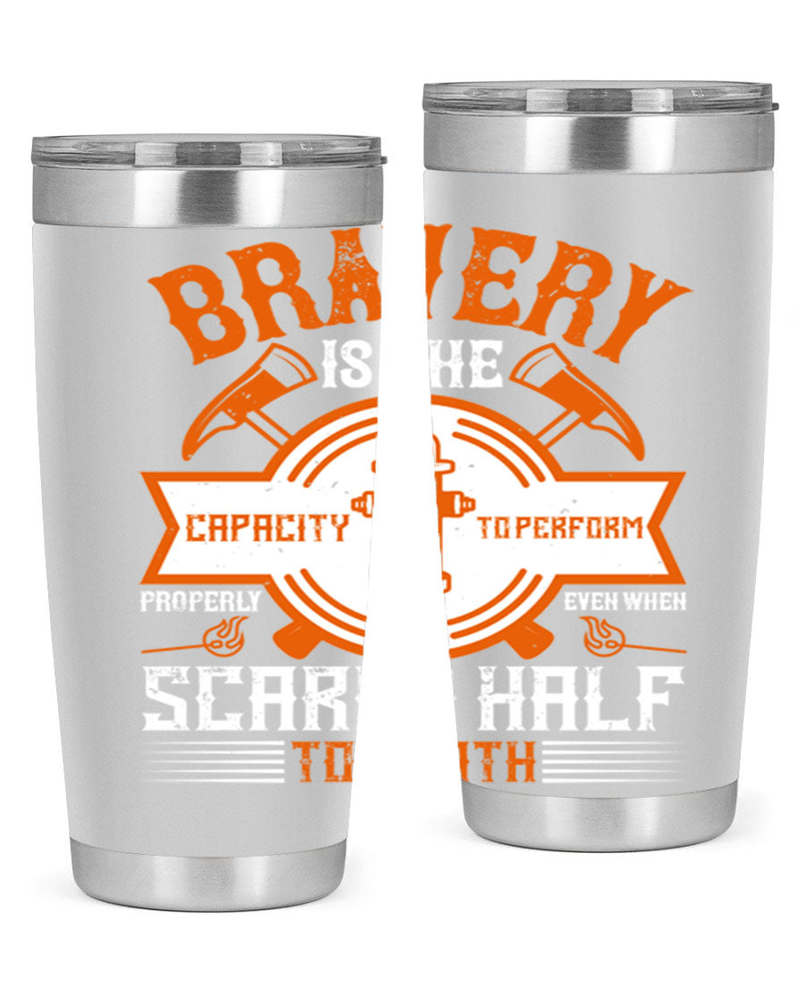 Bravery 20oz and 30oz tumblers made of double wall vacuum stainless steel, featuring a motivational quote and a drink-thru lid.