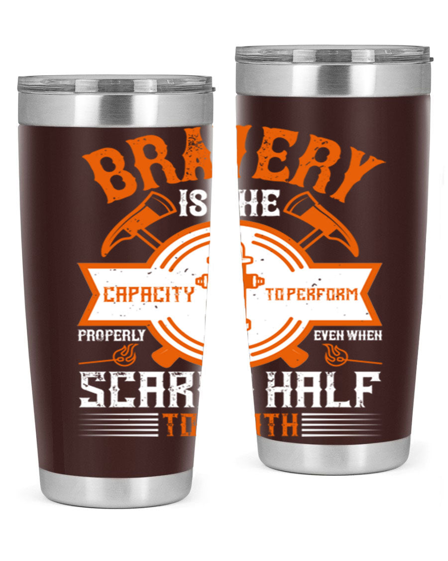 Bravery 20oz and 30oz tumblers made of double wall vacuum stainless steel, featuring a motivational quote and a drink-thru lid.