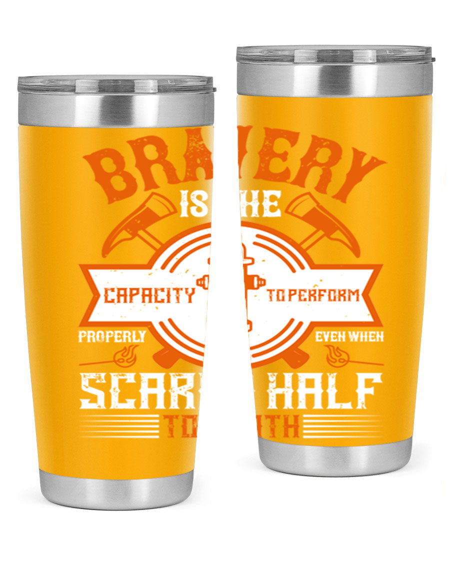 Bravery 20oz and 30oz tumblers made of double wall vacuum stainless steel, featuring a motivational quote and a drink-thru lid.