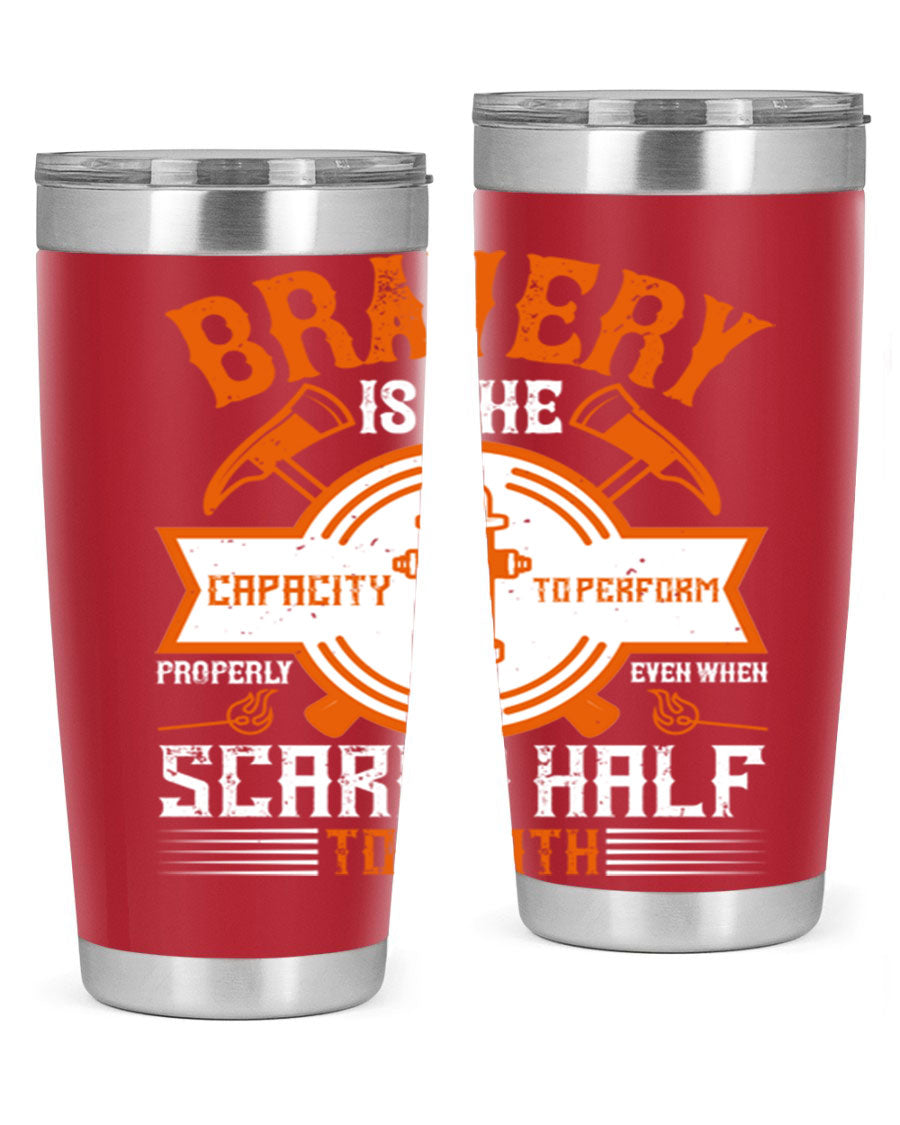 Bravery 20oz and 30oz tumblers made of double wall vacuum stainless steel, featuring a motivational quote and a drink-thru lid.