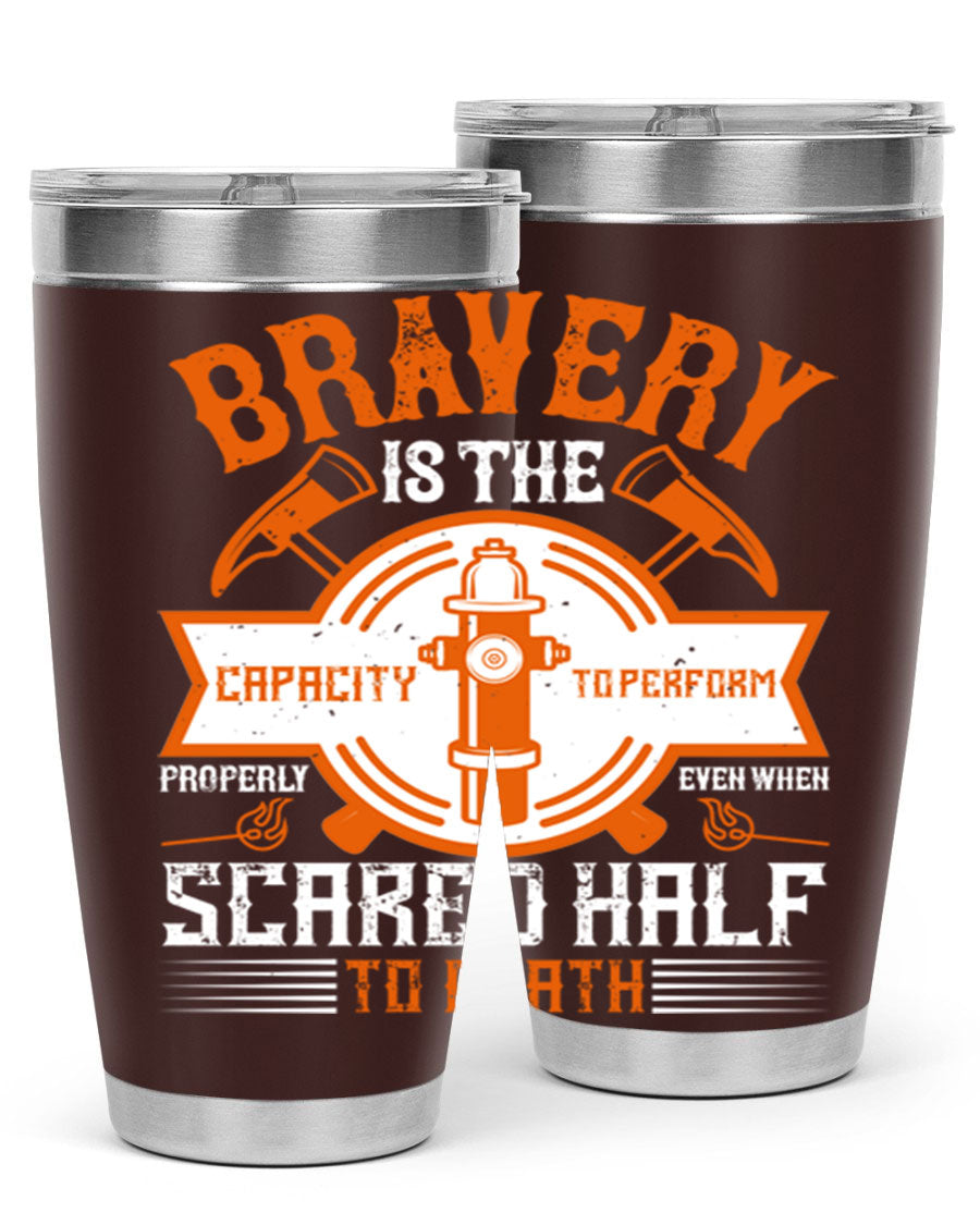 Bravery 20oz and 30oz tumblers made of double wall vacuum stainless steel, featuring a motivational quote and a drink-thru lid.