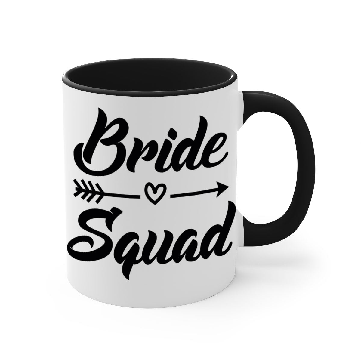 Bride Squad 36# Mug featuring a glossy finish, colored handle, and interior, available in five vibrant colors.