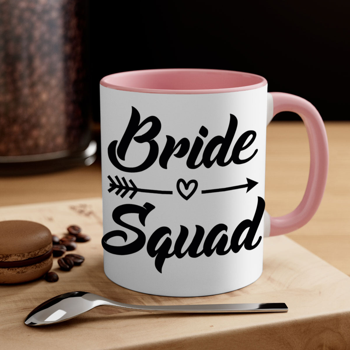 Bride Squad 36# Mug featuring a glossy finish, colored handle, and interior, available in five vibrant colors.