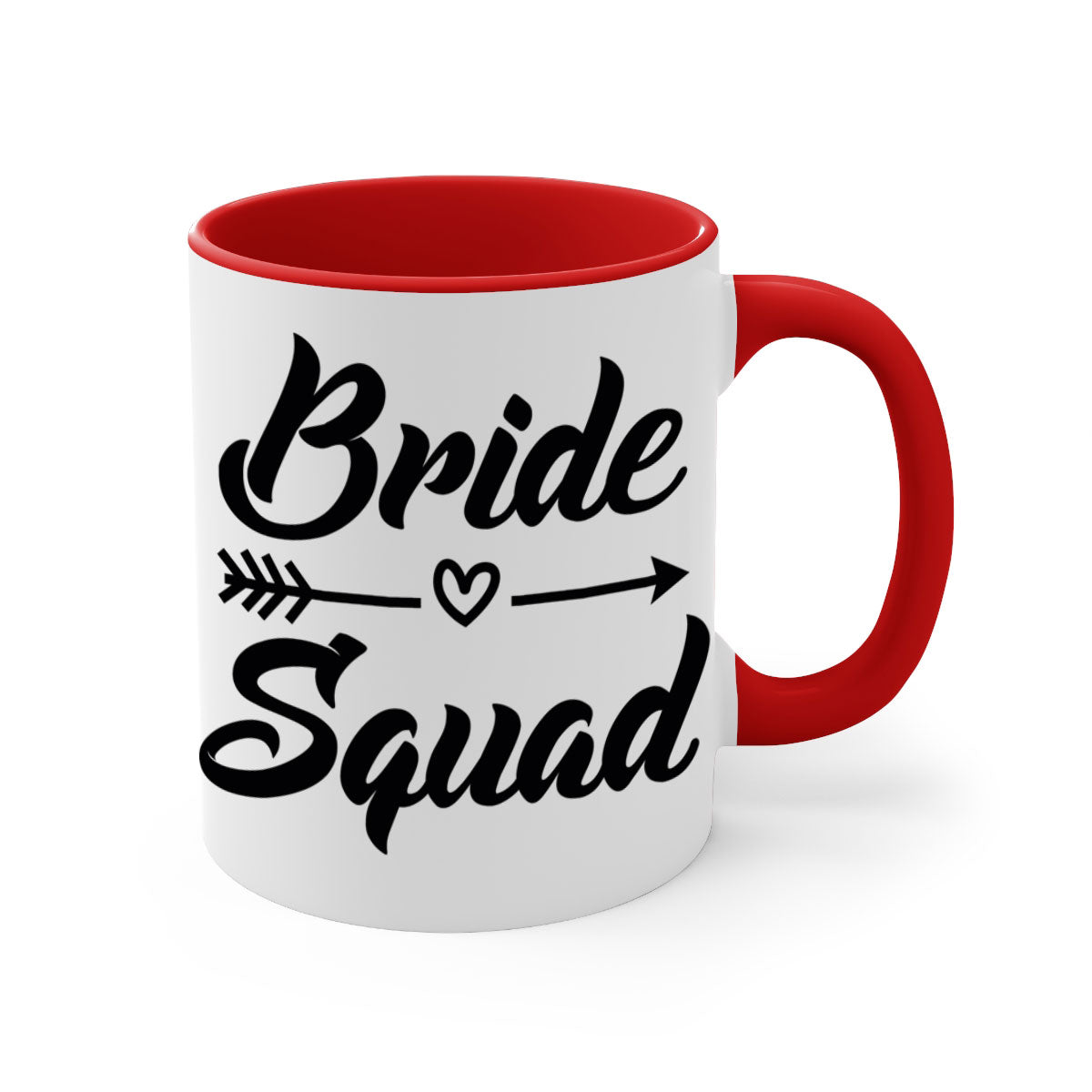 Bride Squad 36# Mug featuring a glossy finish, colored handle, and interior, available in five vibrant colors.