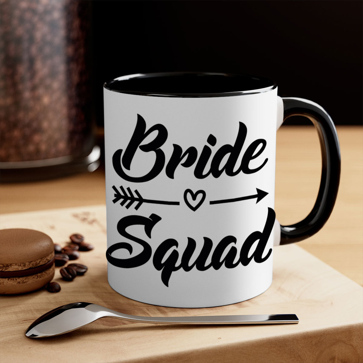 Bride Squad 36# Mug featuring a glossy finish, colored handle, and interior, available in five vibrant colors.