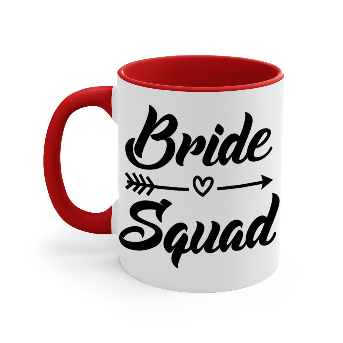 Bride Squad 36# Mug featuring a glossy finish, colored handle, and interior, available in five vibrant colors.
