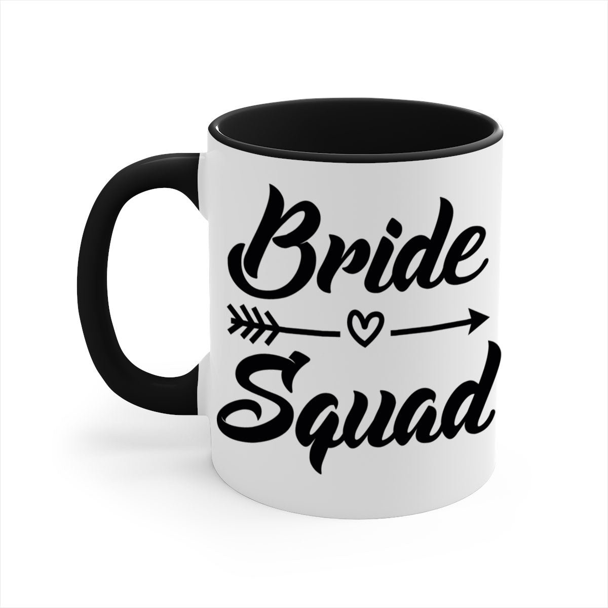 Bride Squad 36# Mug featuring a glossy finish, colored handle, and interior, available in five vibrant colors.