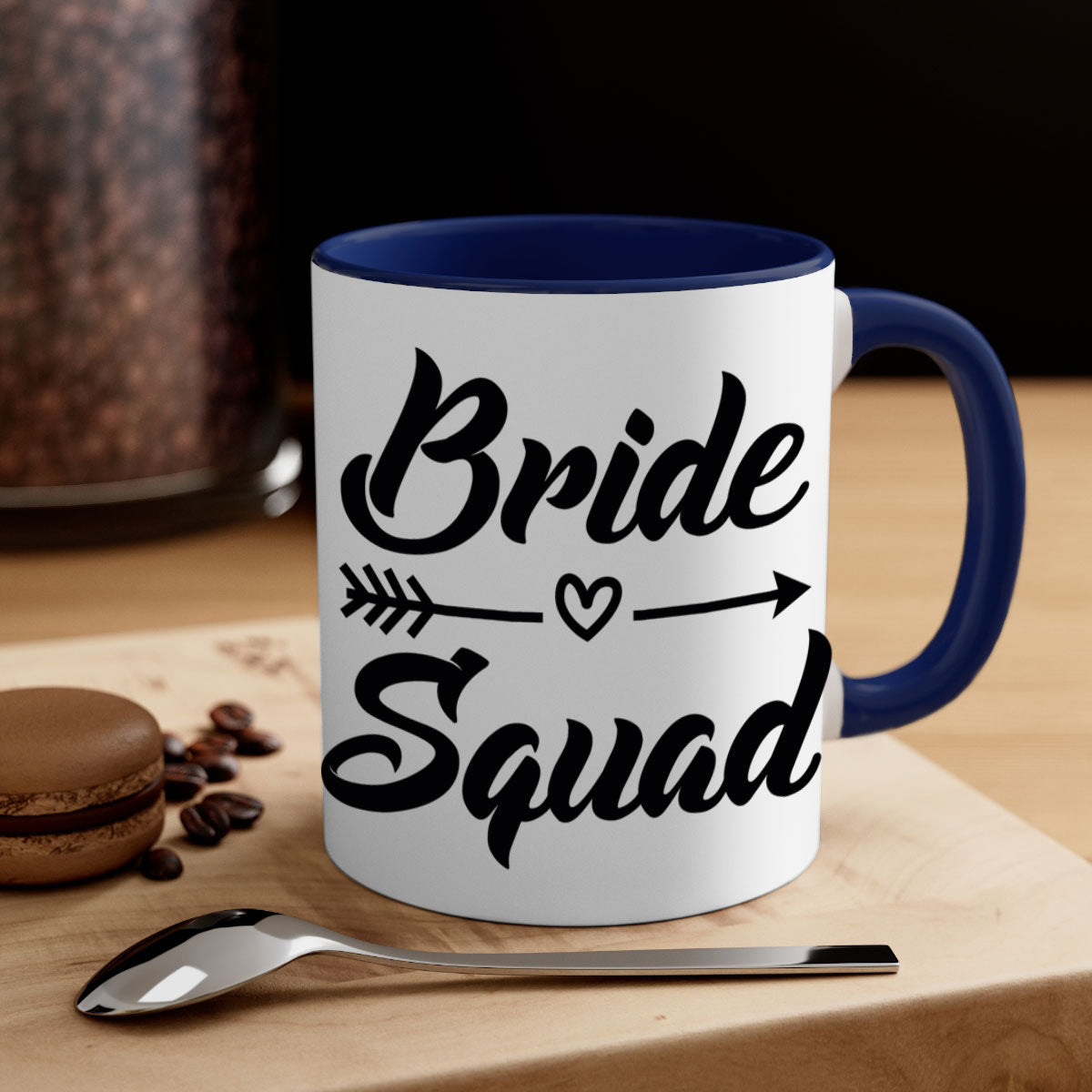 Bride Squad 36# Mug featuring a glossy finish, colored handle, and interior, available in five vibrant colors.