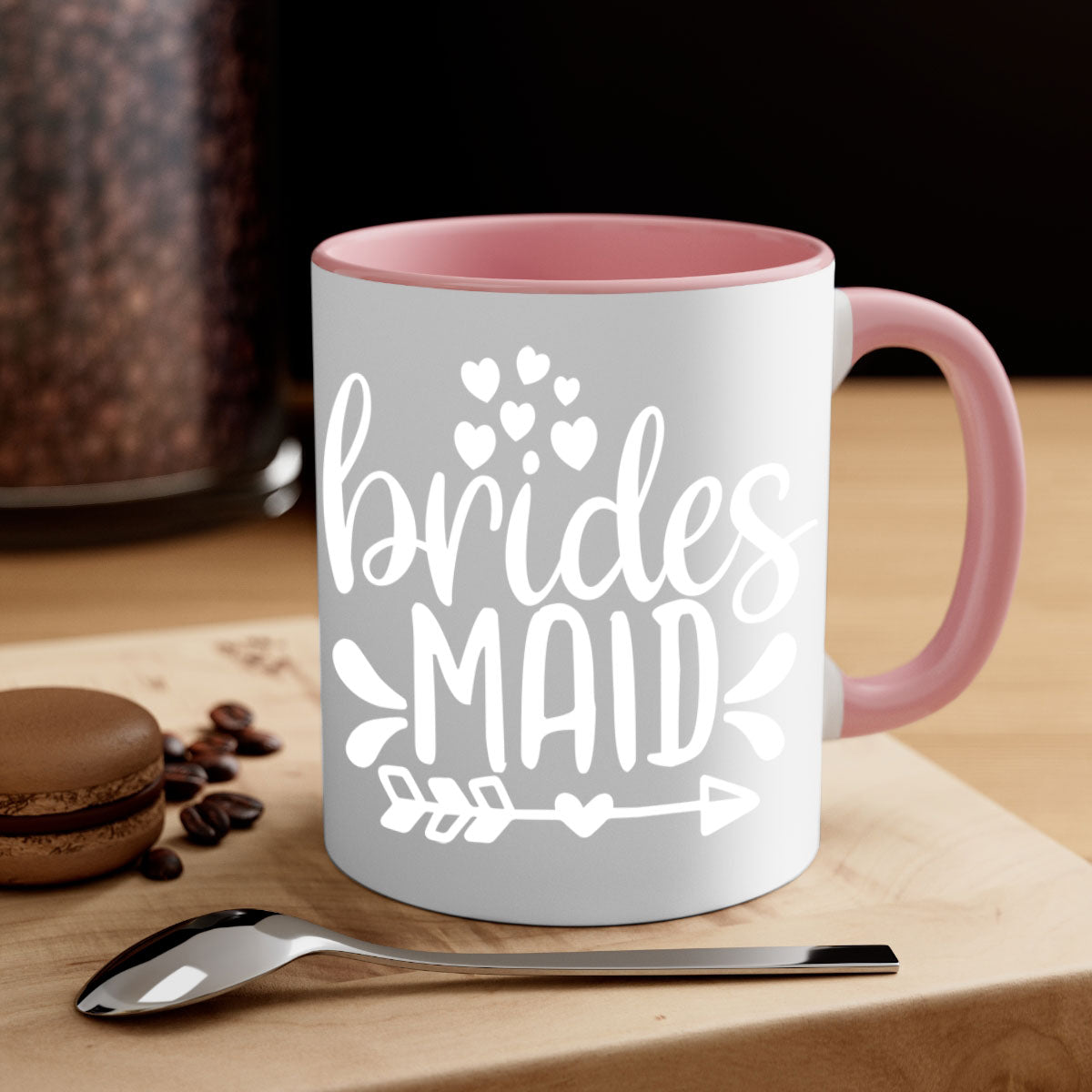Brides Maid 6# Mug featuring a glossy finish, colored handle, and interior, available in multiple colors and sizes.