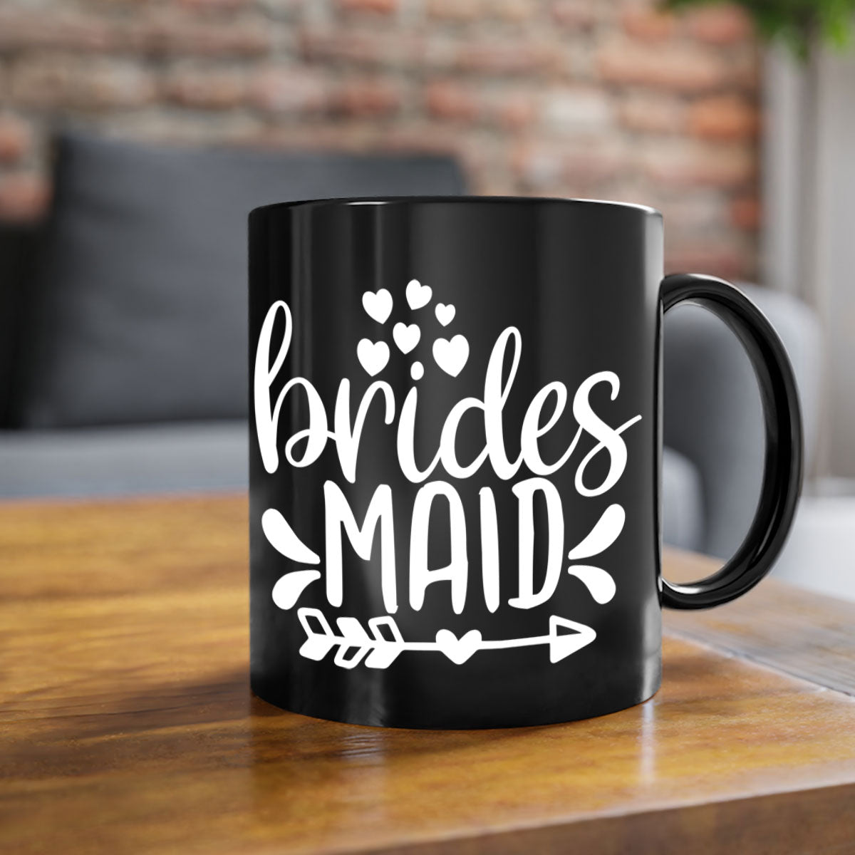 Brides Maid 6# Mug featuring a glossy finish, colored handle, and interior, available in multiple colors and sizes.