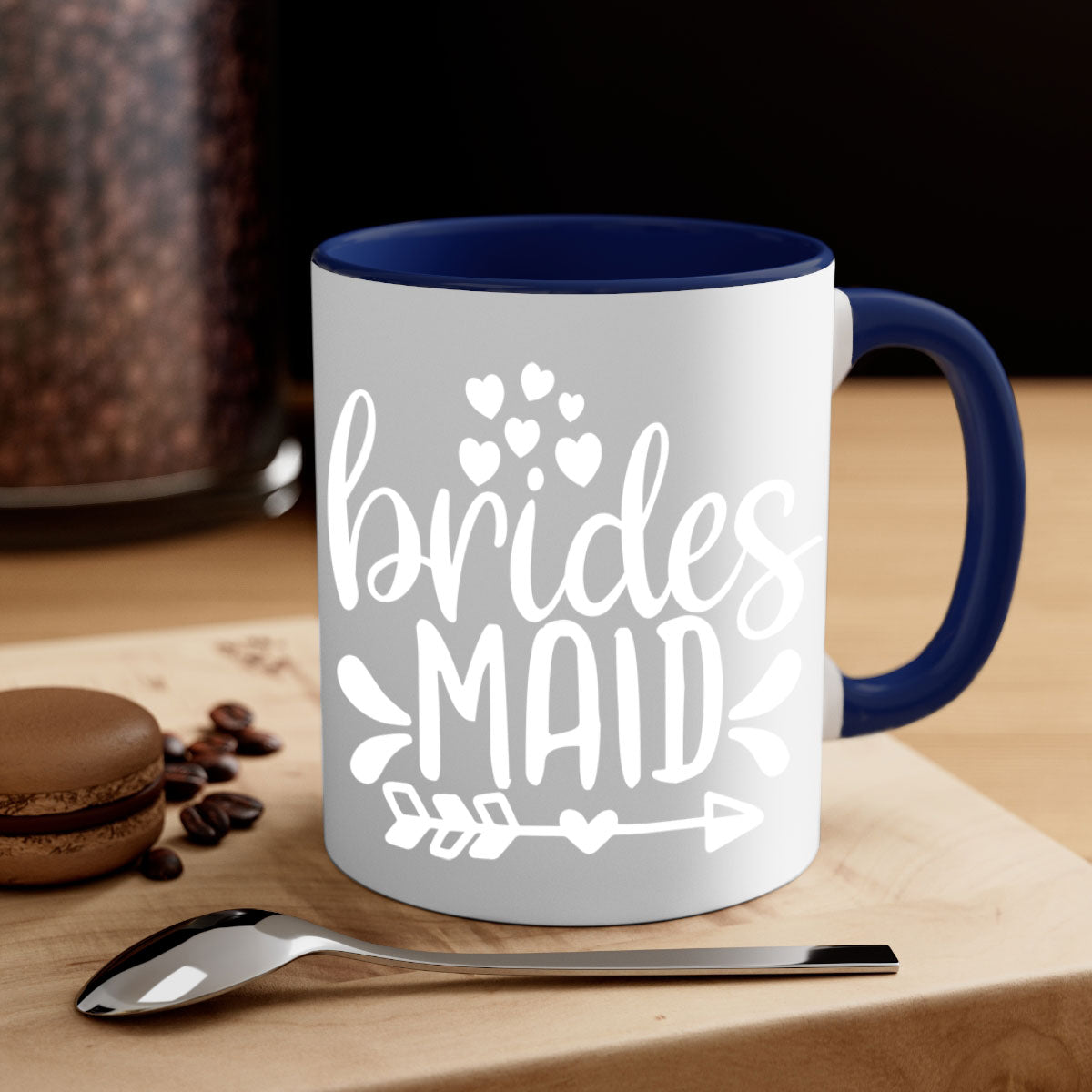 Brides Maid 6# Mug featuring a glossy finish, colored handle, and interior, available in multiple colors and sizes.