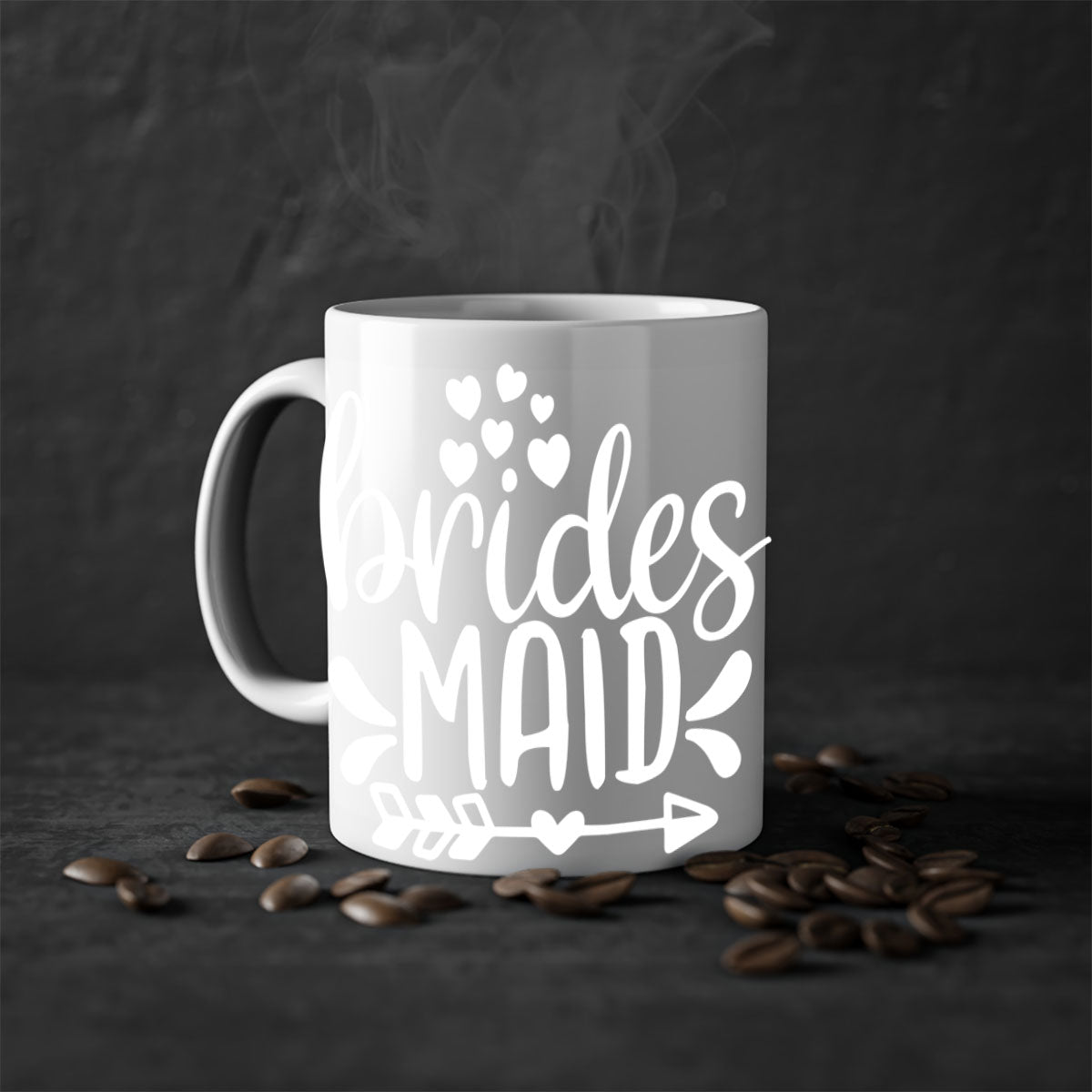 Brides Maid 6# Mug featuring a glossy finish, colored handle, and interior, available in multiple colors and sizes.