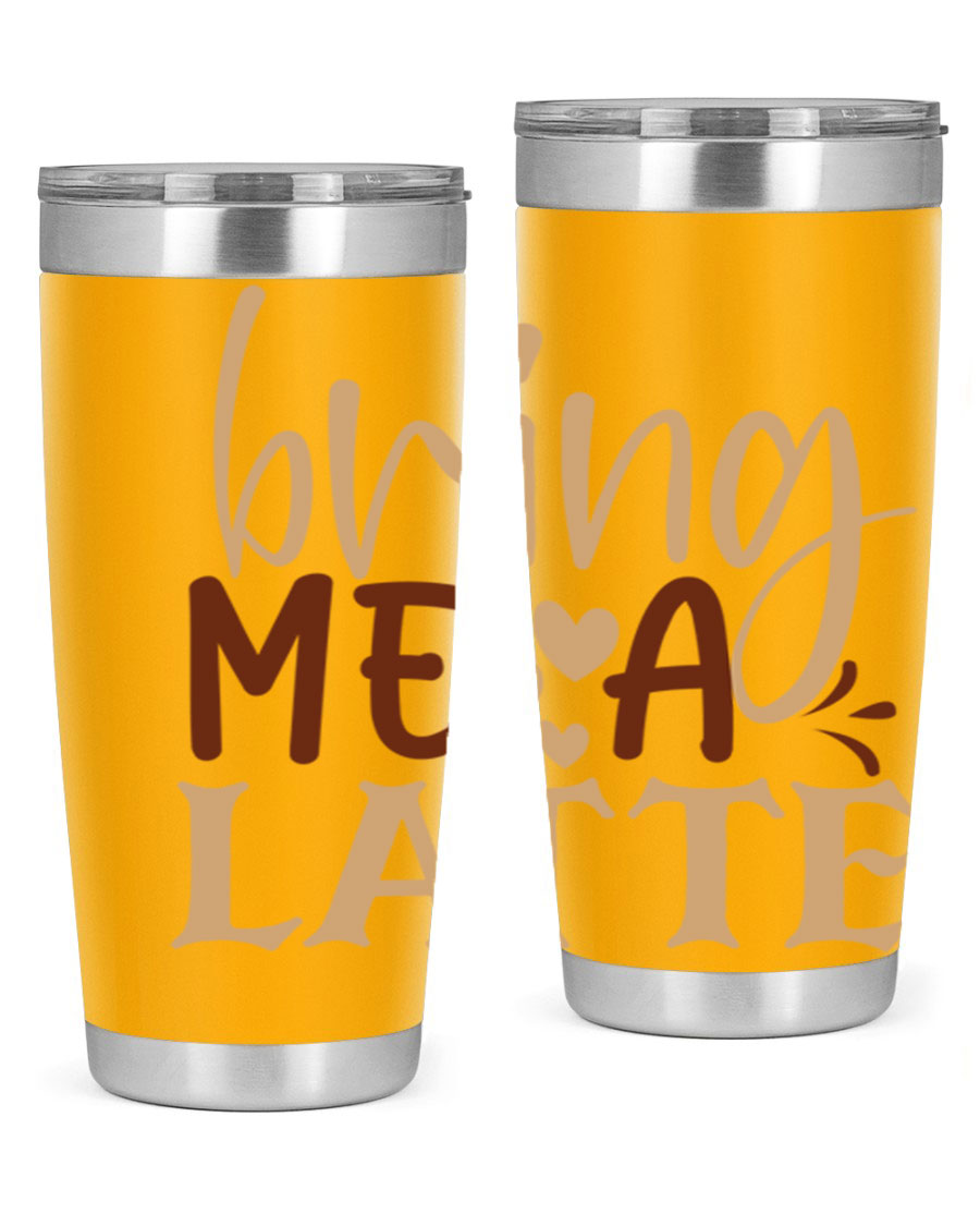 Bring Me a Latte 225# Tumbler in stainless steel with a vibrant printed design, perfect for hot and cold beverages.