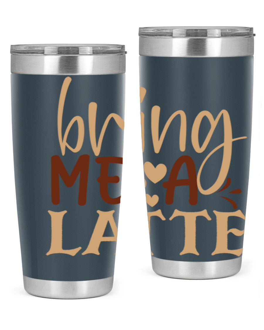 Bring Me a Latte 225# Tumbler in stainless steel with a vibrant printed design, perfect for hot and cold beverages.