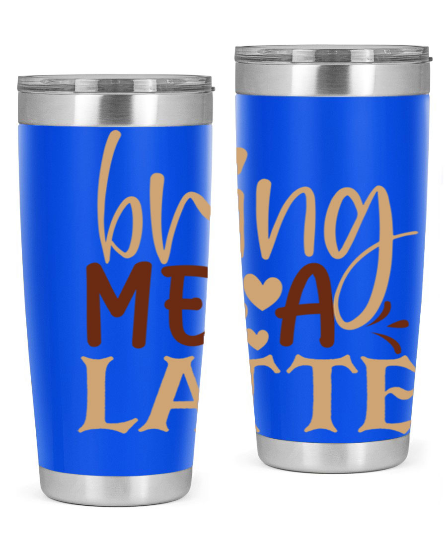 Bring Me a Latte 225# Tumbler in stainless steel with a vibrant printed design, perfect for hot and cold beverages.