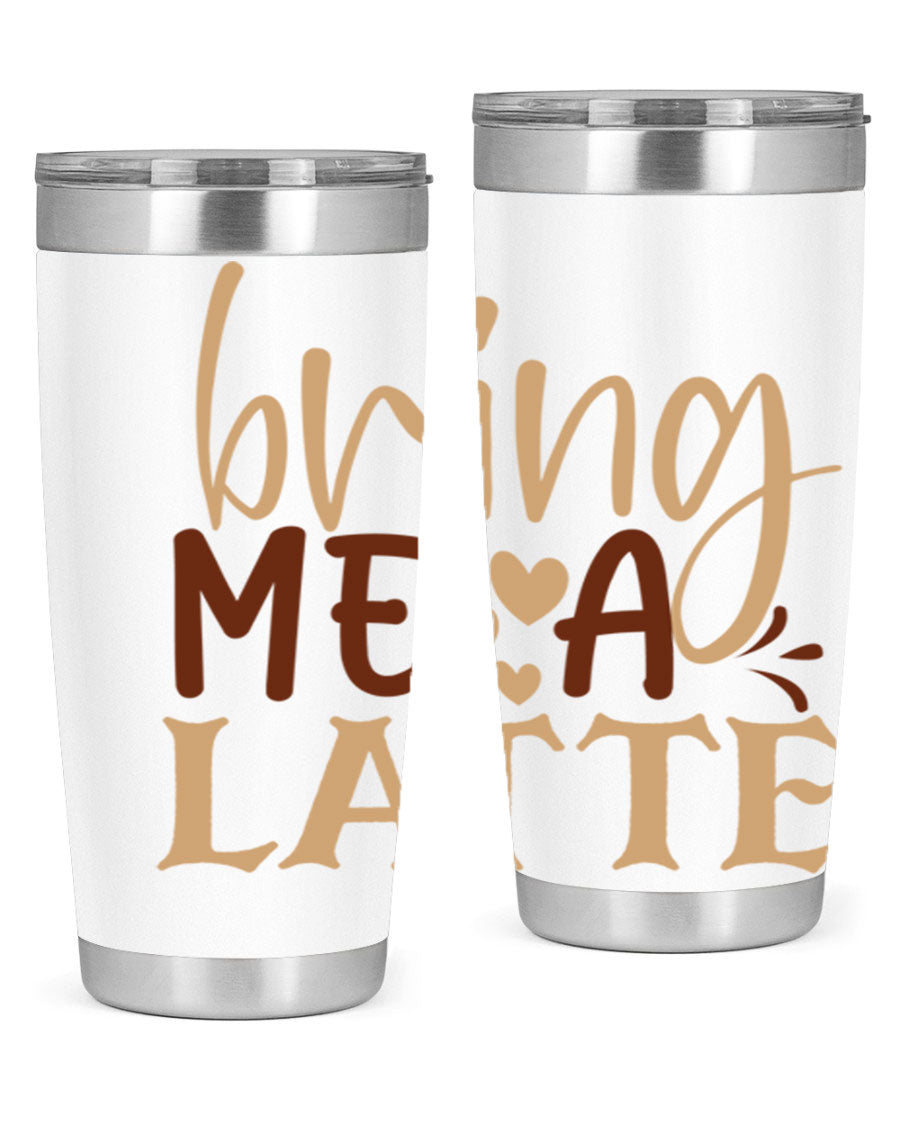 Bring Me a Latte 225# Tumbler in stainless steel with a vibrant printed design, perfect for hot and cold beverages.