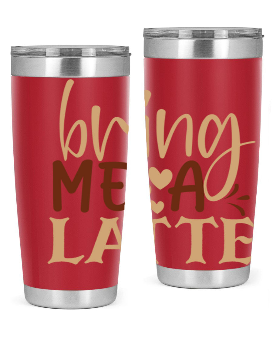Bring Me a Latte 225# Tumbler in stainless steel with a vibrant printed design, perfect for hot and cold beverages.
